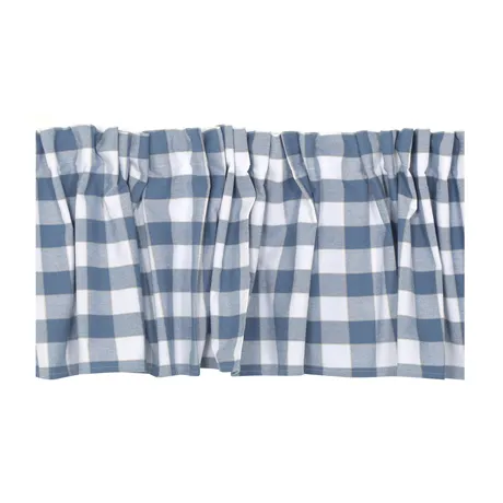 Recycled Valance Curtain Ted, Grey Blue/Linen/White