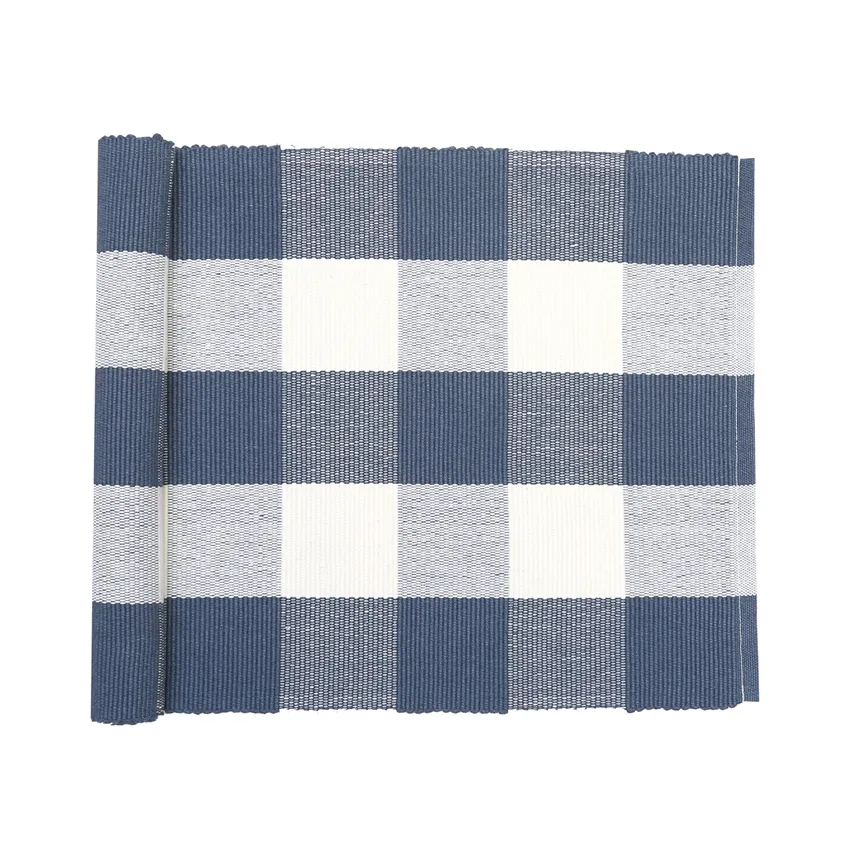 Recycled Table Runners Freya, Grey Blue/Beige