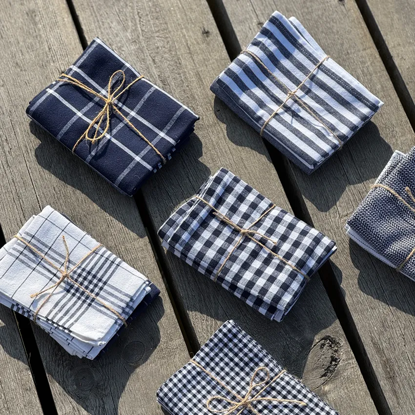 Recycled Kitchen Towel 2-pack Astrid, Navy Blue/White