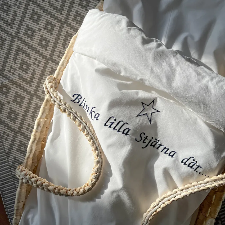 Organic BabyDuvet cover set 2-piece “Twinkle, Twinkle, Little Star”, White