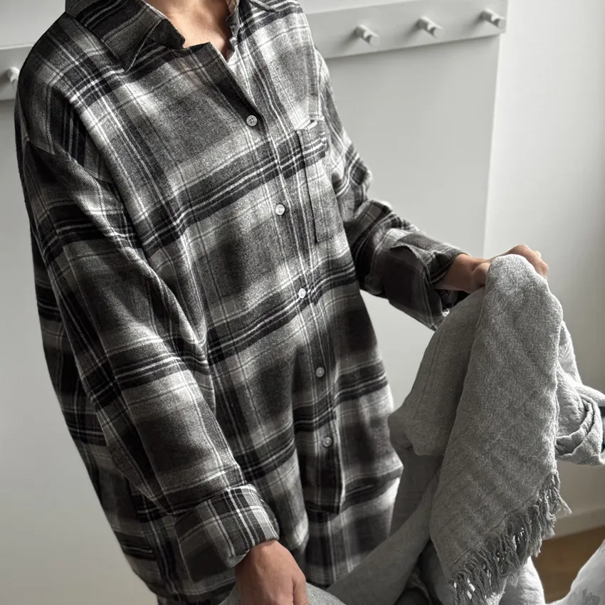 PyjamasSet 2-piece Arjeplog, Black/Grey/White