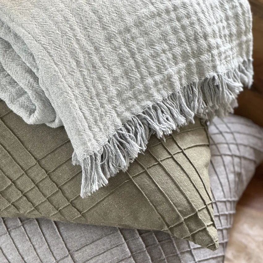 Recycled Throw Clara, Light Grey/Beige