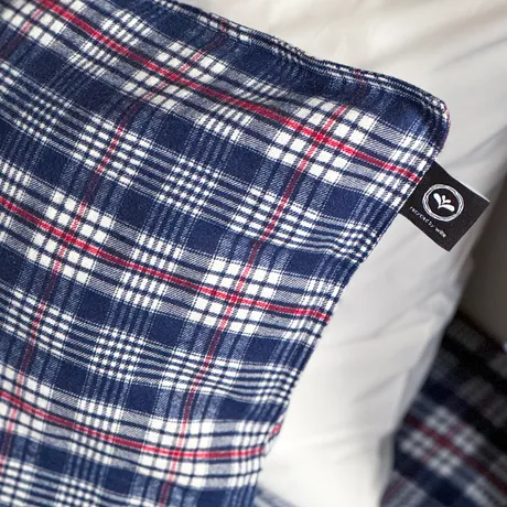 Recycled Pillowcases Lycksele, Dark Blue/White/Dark Red