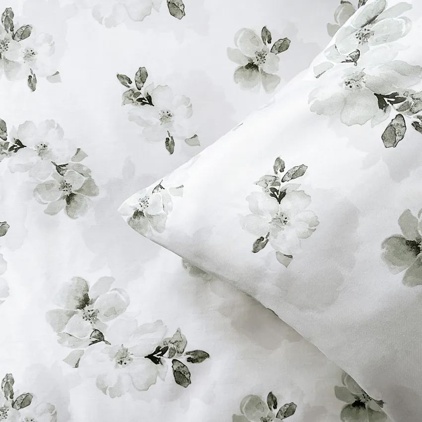 Pillowcases Satin Mona, White/Green