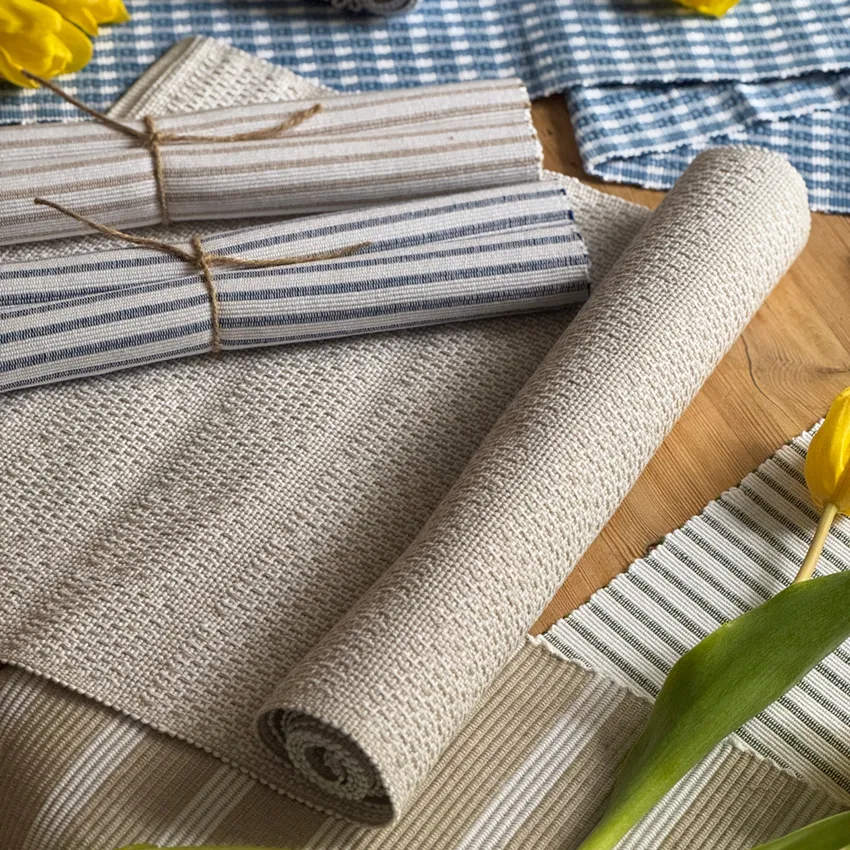 Recycled Table Runners Ines, Linen/White