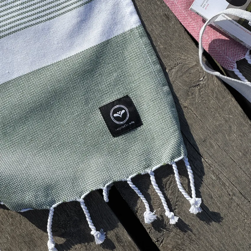 Recycled Hamam Towels Alice, Green/White