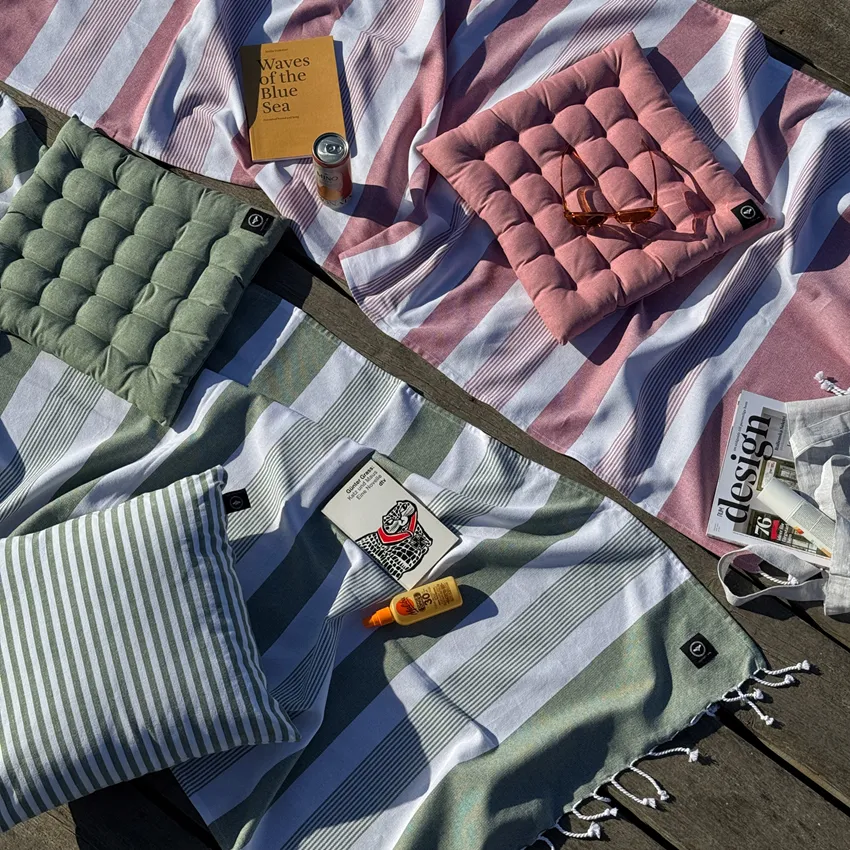 Recycled Hamam Towels Alice, Green/White