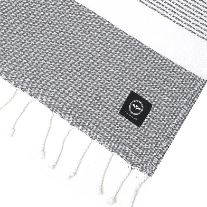 Recycled Hamam Towels Alice, Dark Grey/White