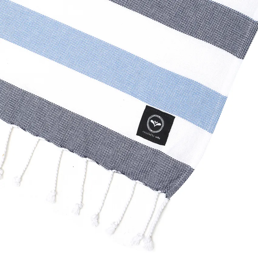 Recycled Hamam Towels Axel, Light Blue/Dark Blue