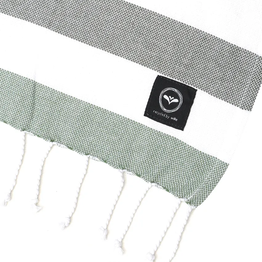 Recycled Hamam Towels Axel, Olive Green/Green