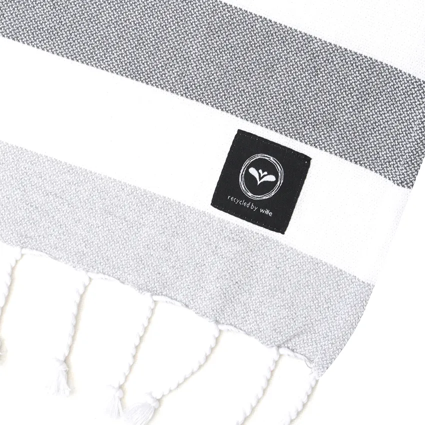 Recycled Hamam Towels Axel, Dark Grey/Light Grey
