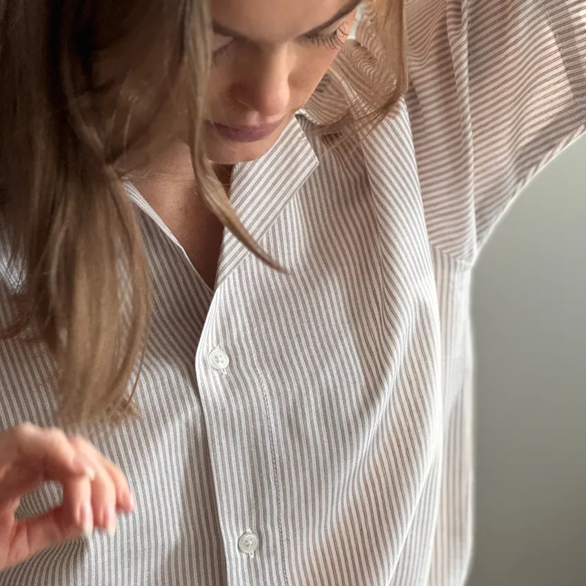 PyjamasSet 2-piece Runmarö, Short, Linen/White