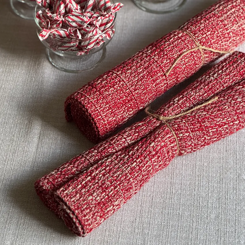 Recycled Placemat 2-pack Sandra, Dark Red/Beige