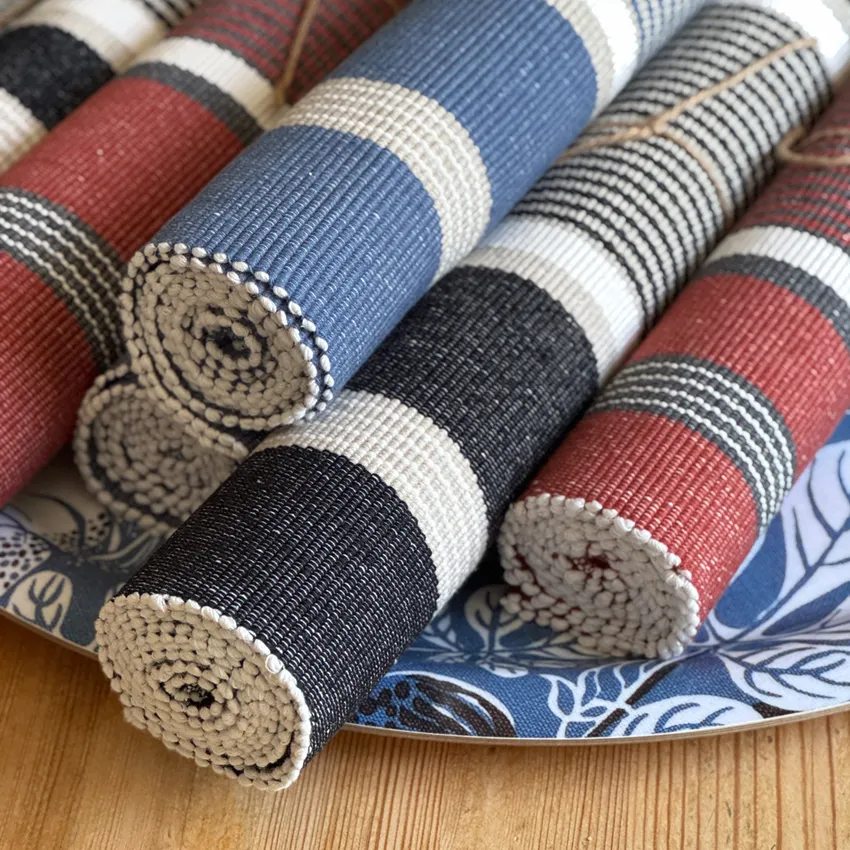 Recycled Table Runners Greta, Grey Blue/Linen