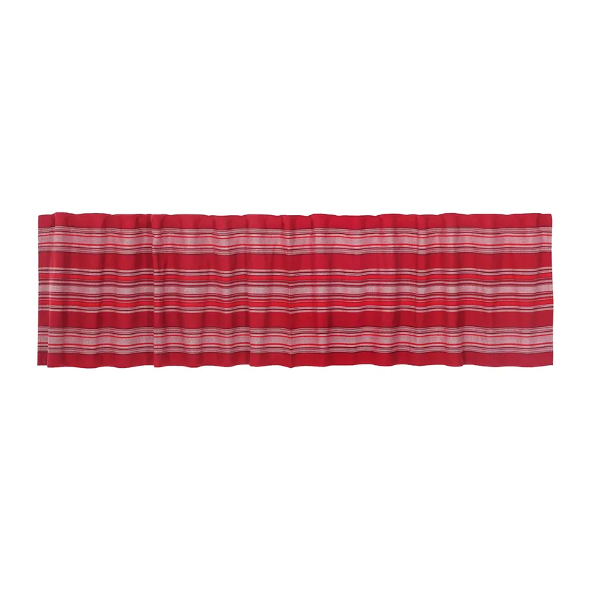 Recycled Valance Curtain Boda, Dark Red/Beige