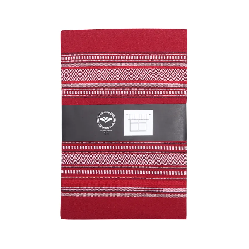 Recycled Valance Curtain Boda, Dark Red/Beige