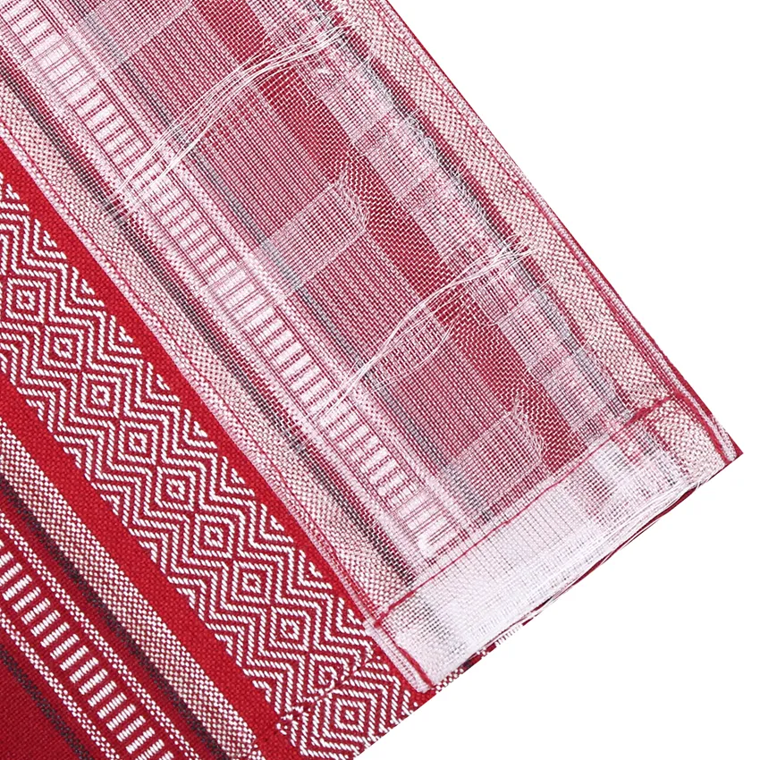 Recycled Valance Curtain Boda, Dark Red/Beige