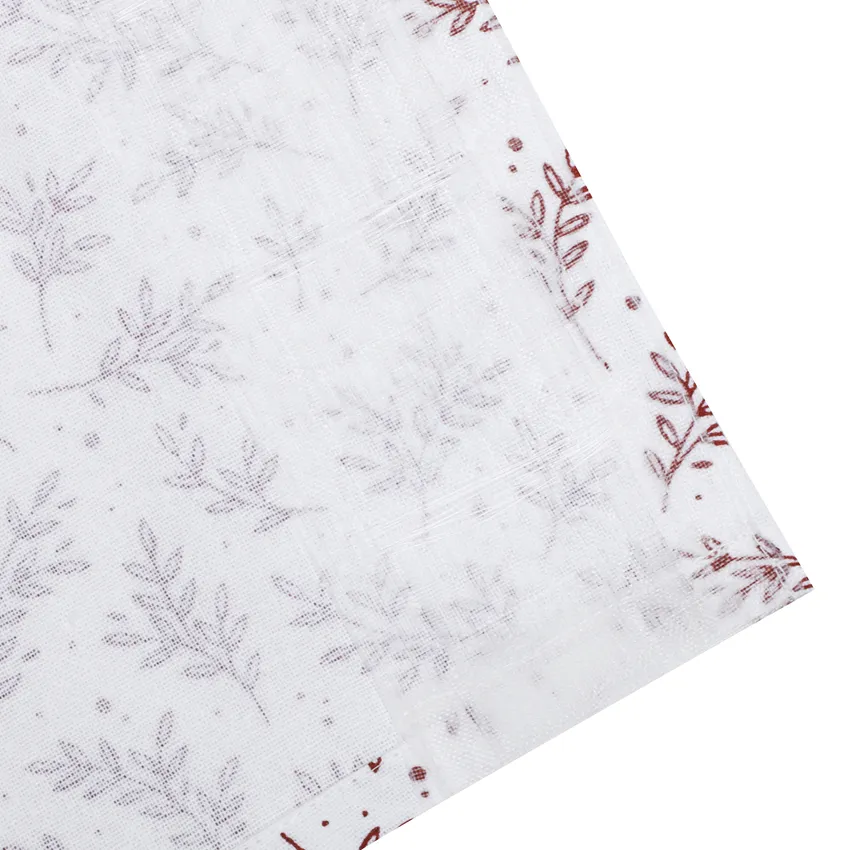 Recycled Valance Curtain Flora, White/Dark Red