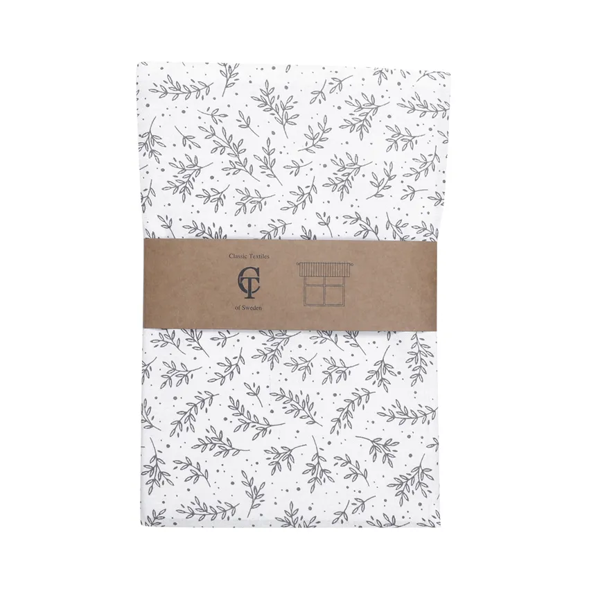 Recycled Valance Curtain Flora, White/Dark Grey