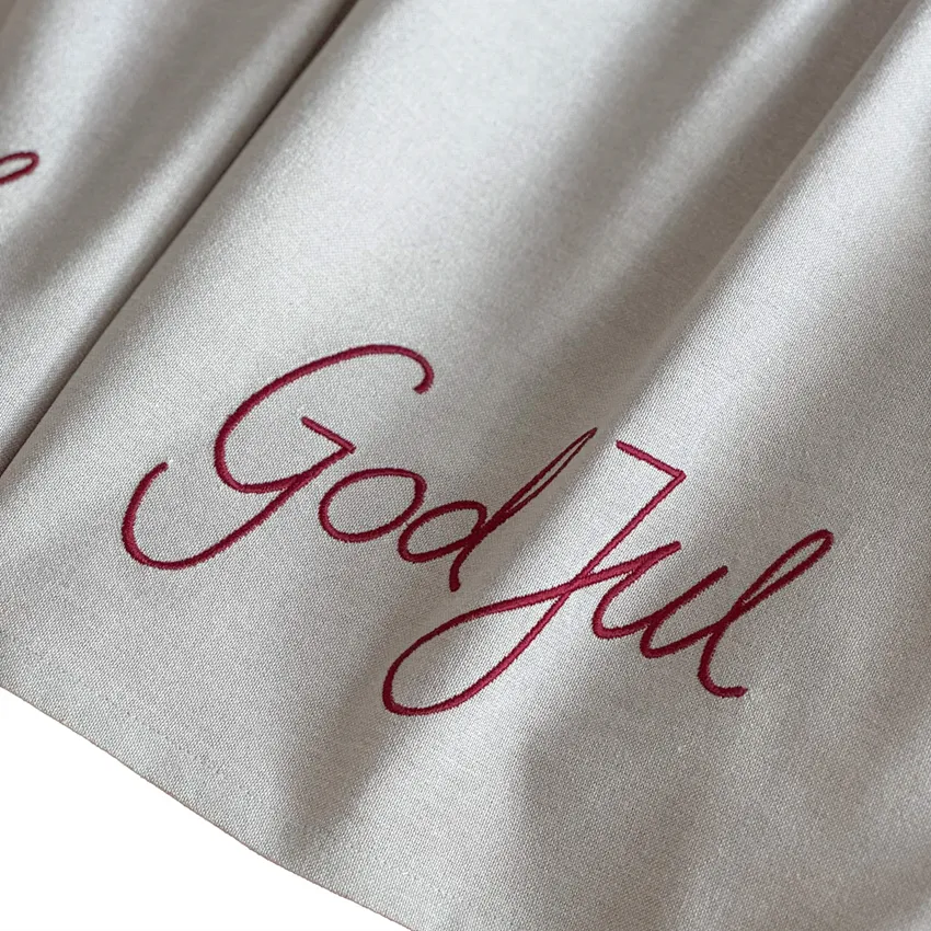 Recycled Valance Curtain God Jul, Linen/Dark Red