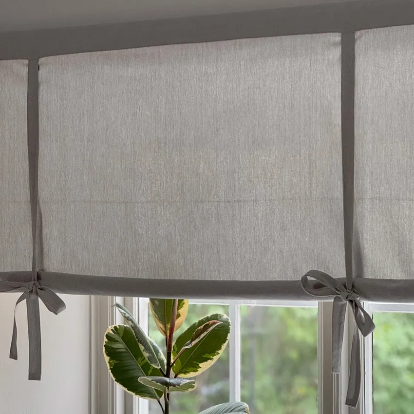 Recycled Tie-Up Roman Blind Elin, Linen/White