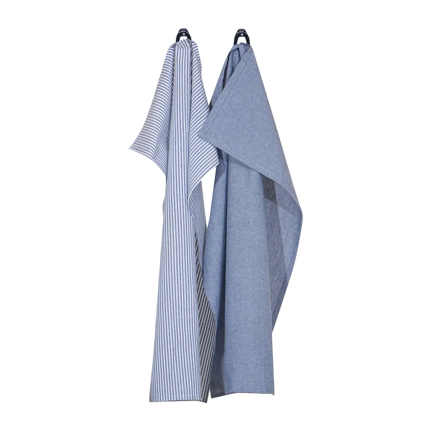 Recycled Kitchen Towel 2-pack Bosse, Grey Blue/White