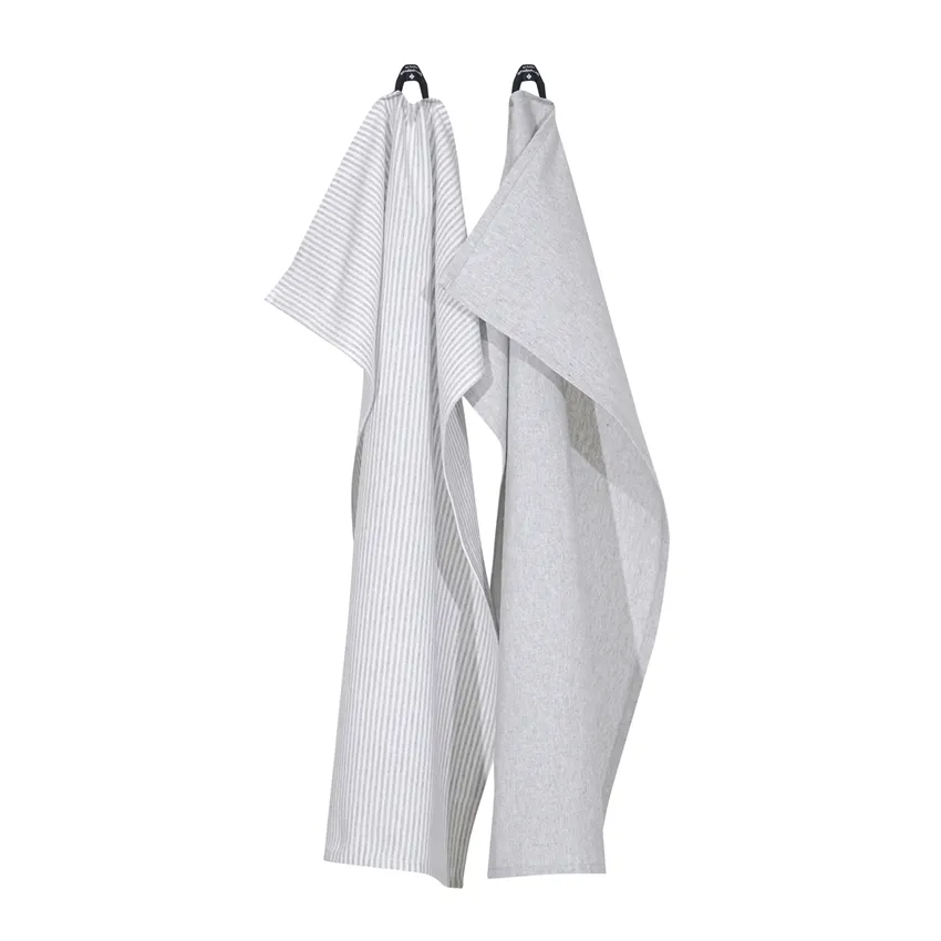 Recycled Kitchen Towel 2-pack Bosse, Light Grey/White