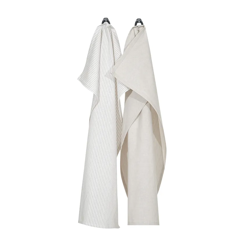 Recycled Kitchen Towel 2-pack Bosse, Linen/White
