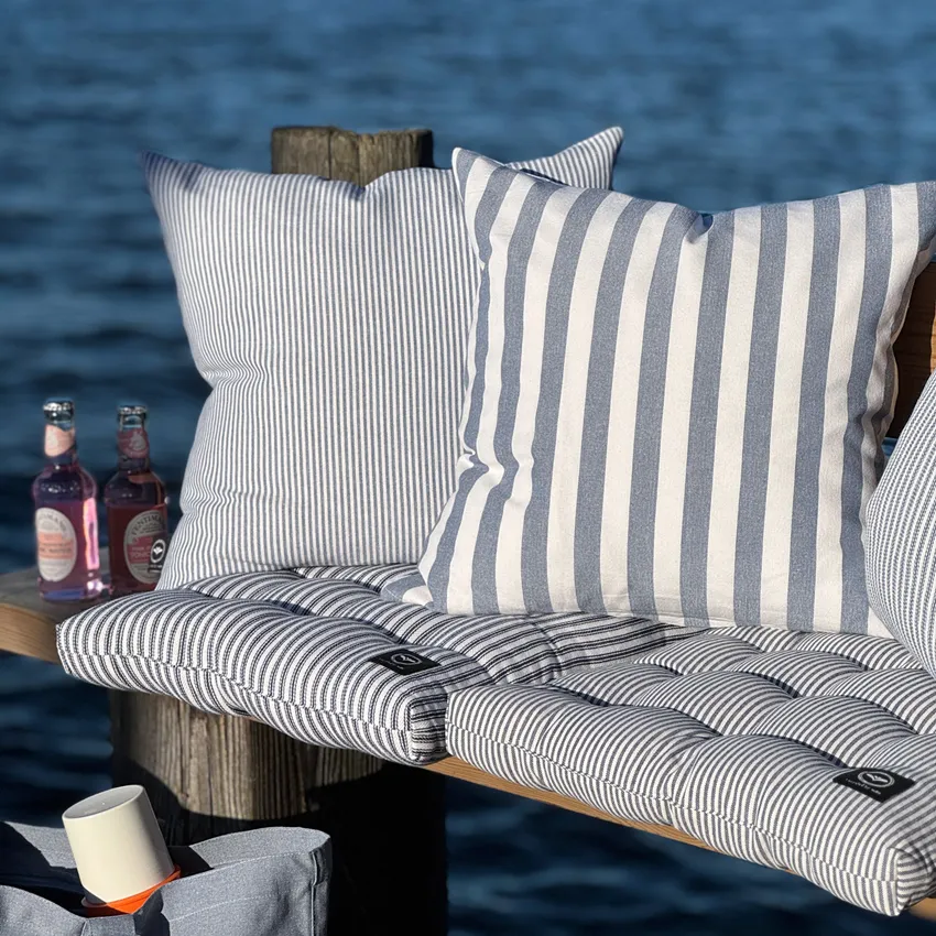 Recycled Cushion Covers Pelle, Grey Blue/White