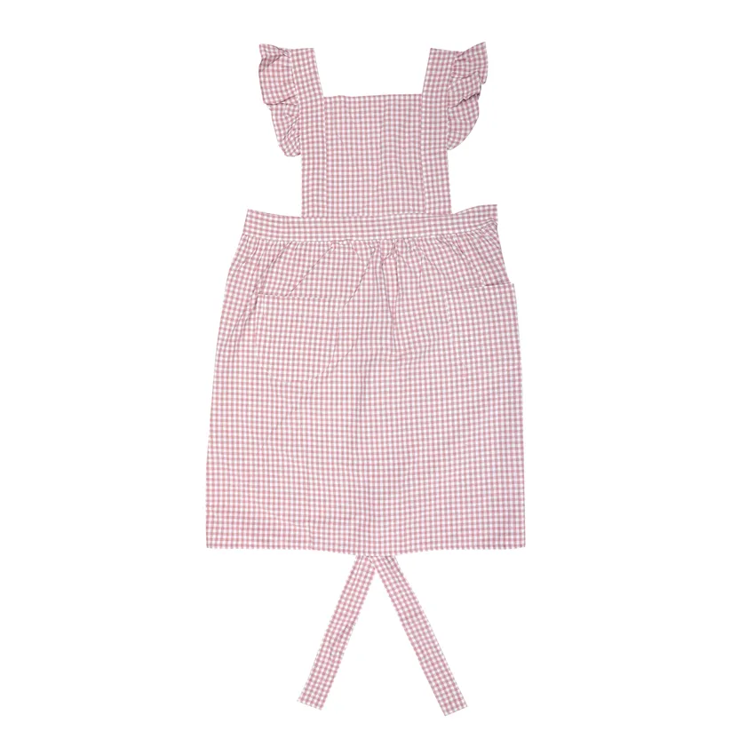 Recycled Apron Madicken, Frill, Light Pink/White
