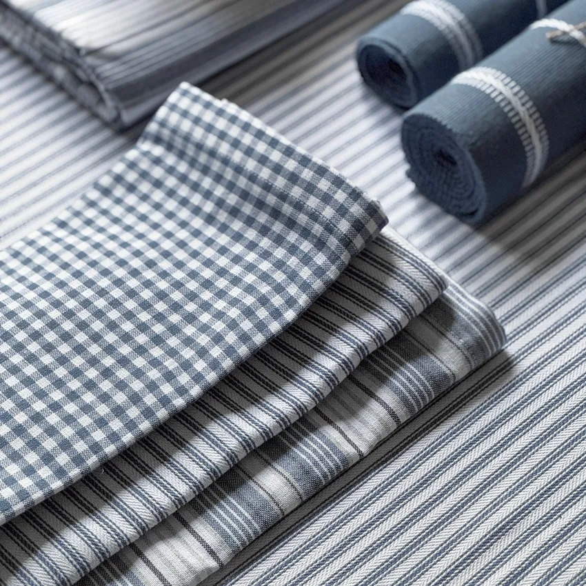 Recycled Table Runners Eden, Grey Blue/White