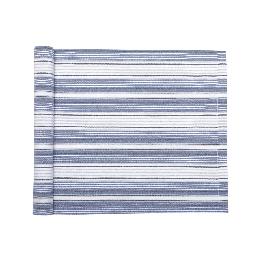 Recycled Table Runners Eden, Grey Blue/White