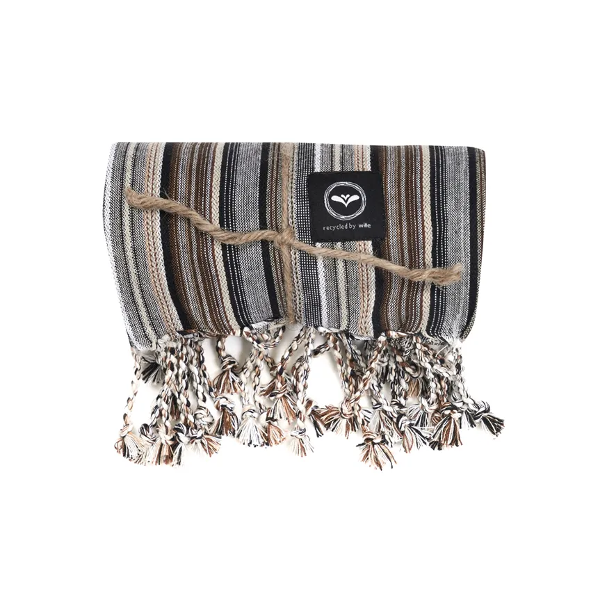 Recycled Hamam Towels Goa, Black Multi