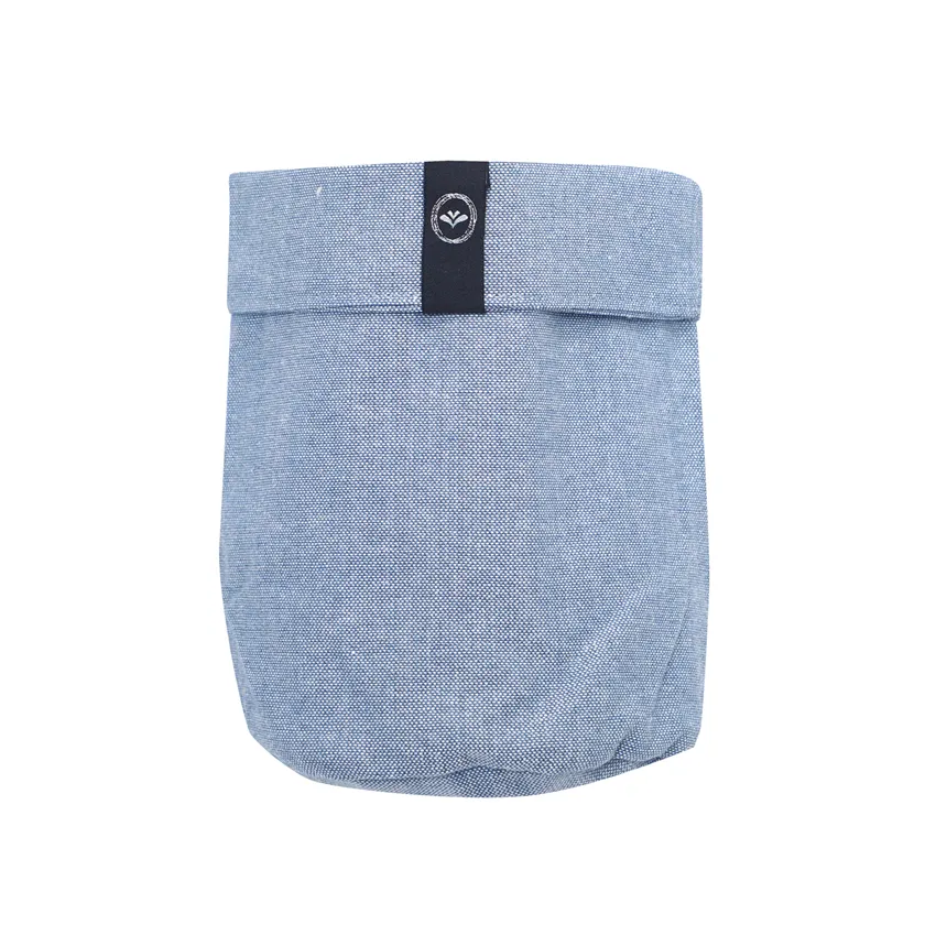 Recycled Basket Elin, Grey Blue/White