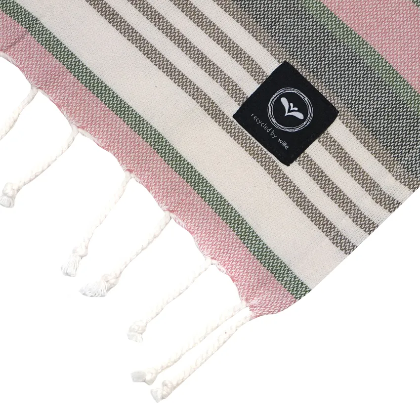 Recycled Hamam Towels Biarritz, Pink/Green