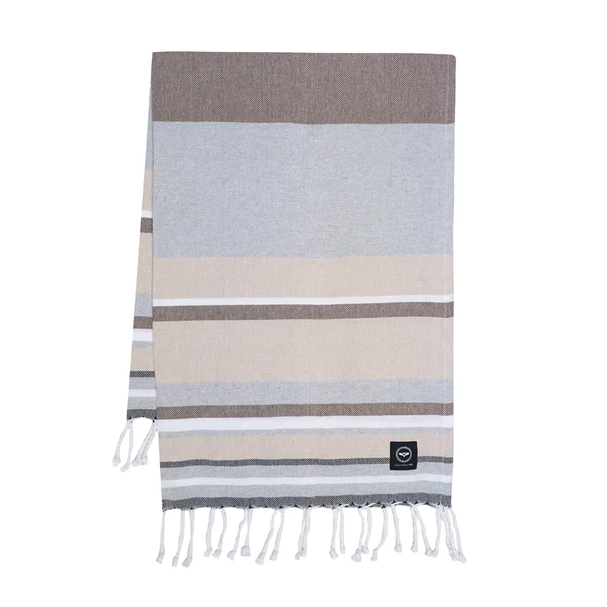 Recycled Hamam Towels Biarritz, Brown/Grey