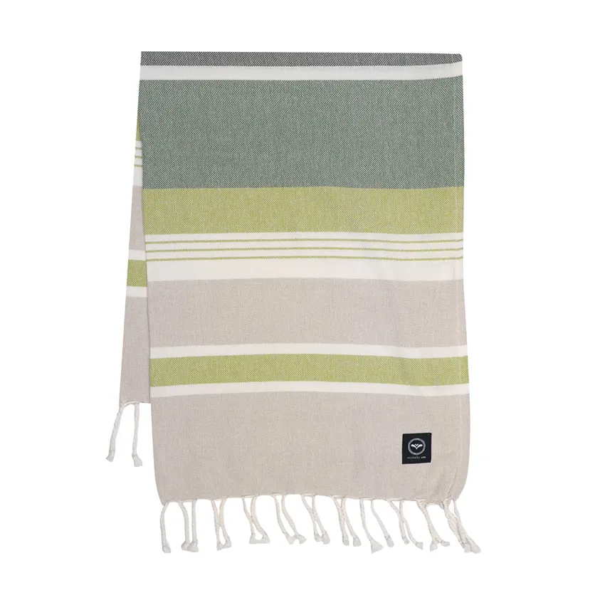 Recycled Hamam Towels Saint Malo, Green/Linen