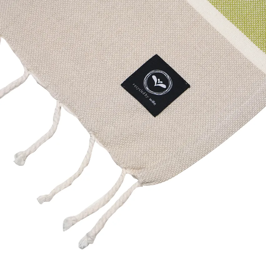 Recycled Hamam Towels Saint Malo, Green/Linen