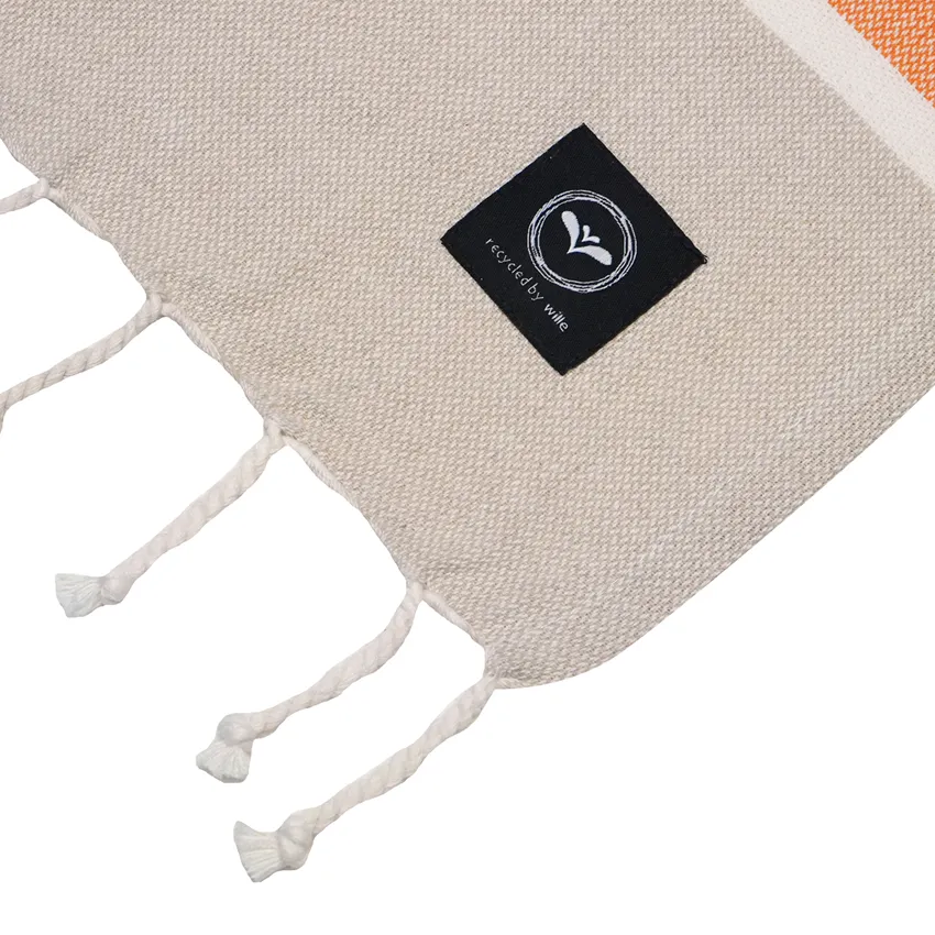 Recycled Hamam Towels Saint Malo, Orange/Linen