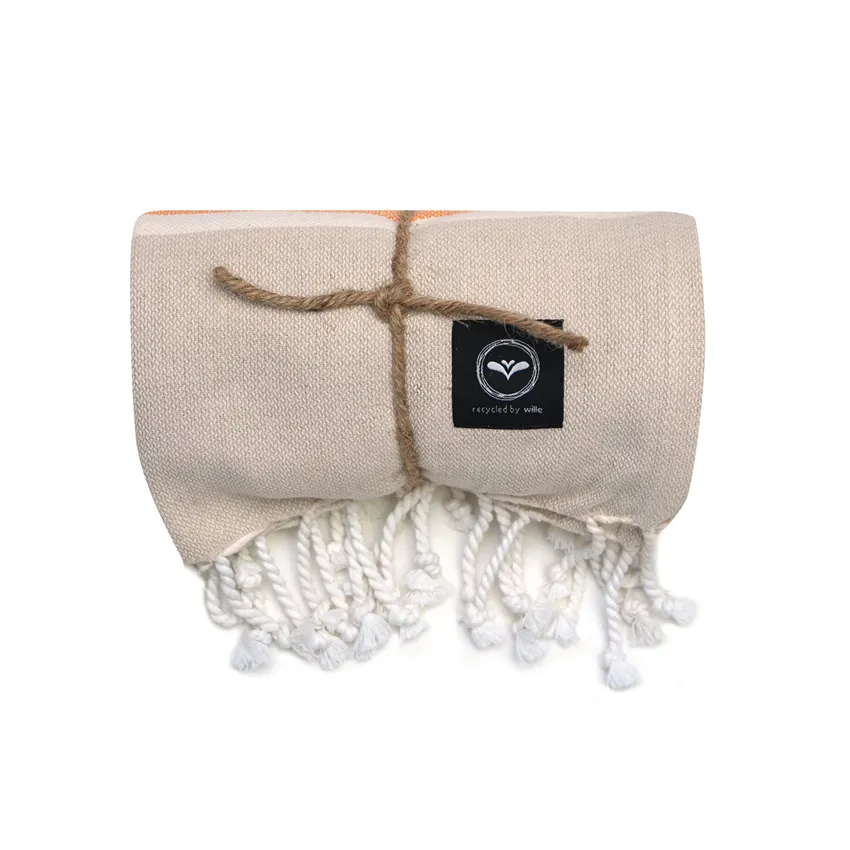 Recycled Hamam Towels Saint Malo, Orange/Linen