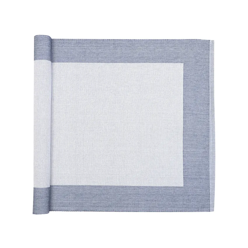 Recycled Table Runners Poppy, Grey Blue/White