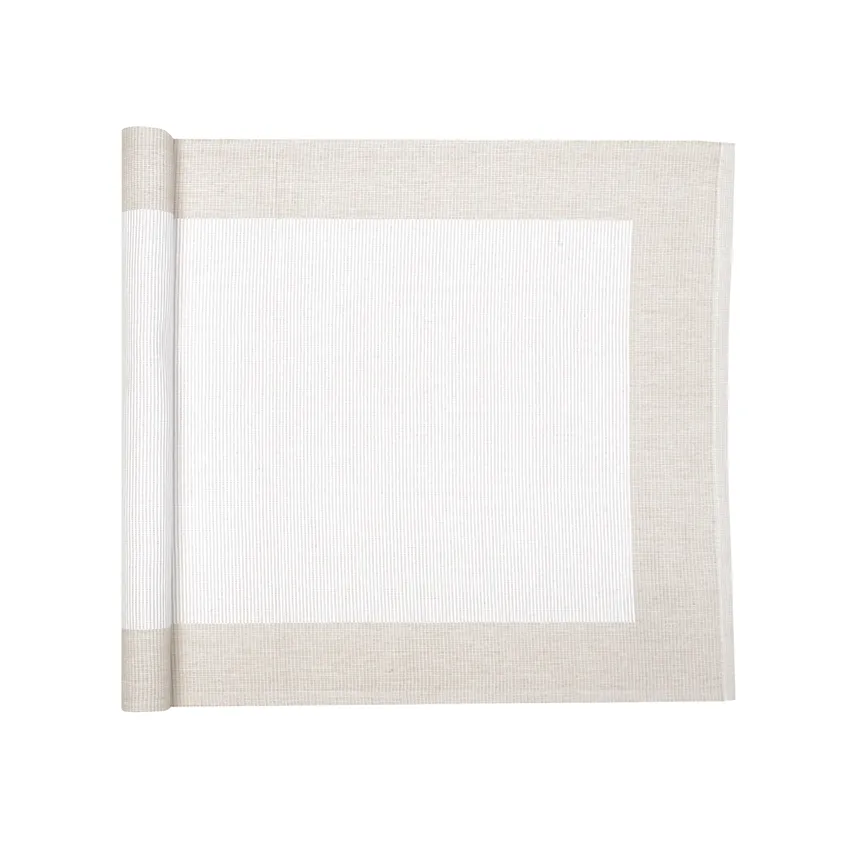 Recycled Table Runners Poppy, Linen/White