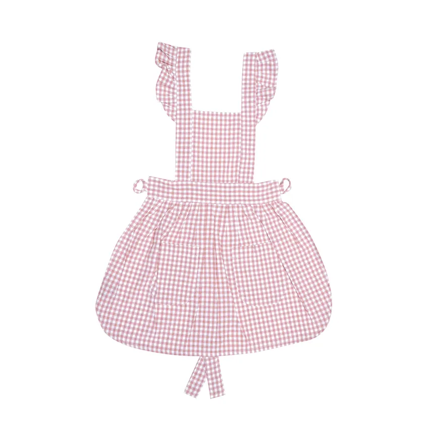 Recycled Children's Apron Madicken, Frill, Light Pink/White
