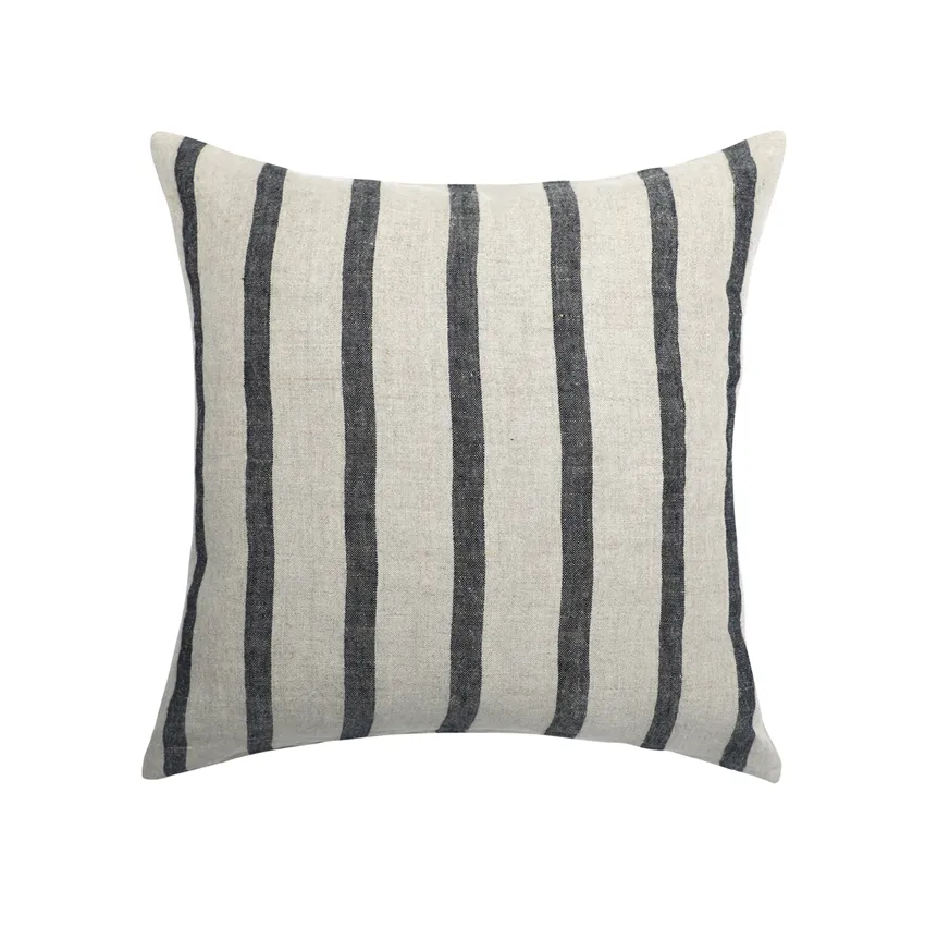 Cushion Covers Leo, Linen with black stripes
