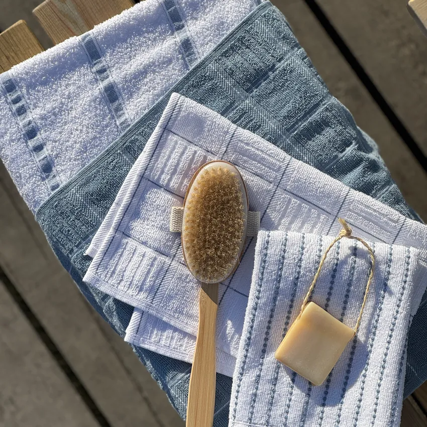 Towel Visby, 4-Assorted, Blue/White