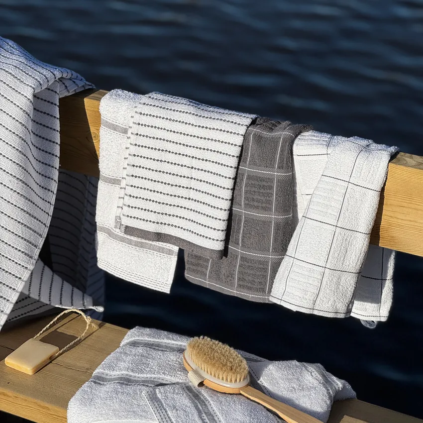 Towel Visby, 4-Assorted, Grey/White