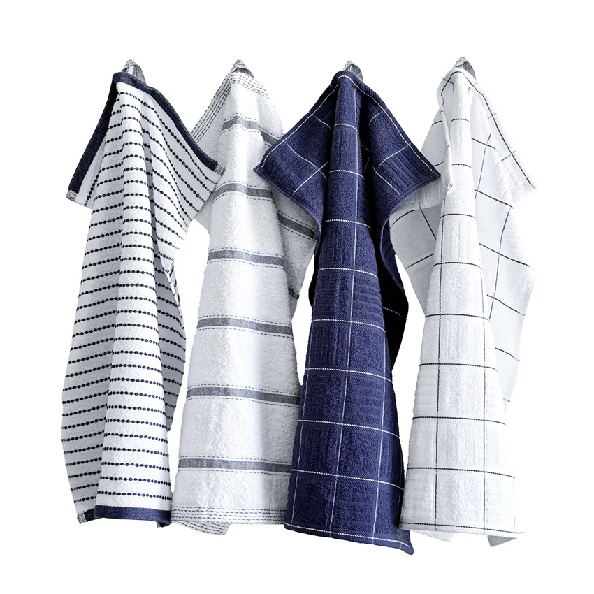 Towel Visby, 4-Assorted, Navy Blue/White