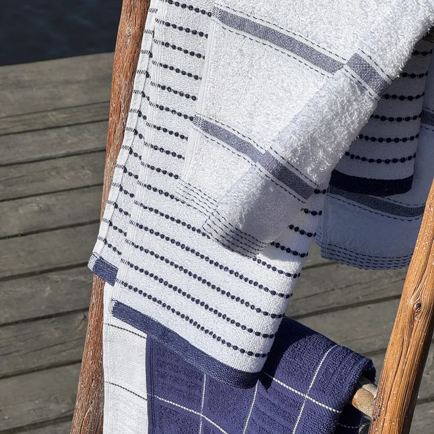 Towel Visby, 4-Assorted, Navy Blue/White