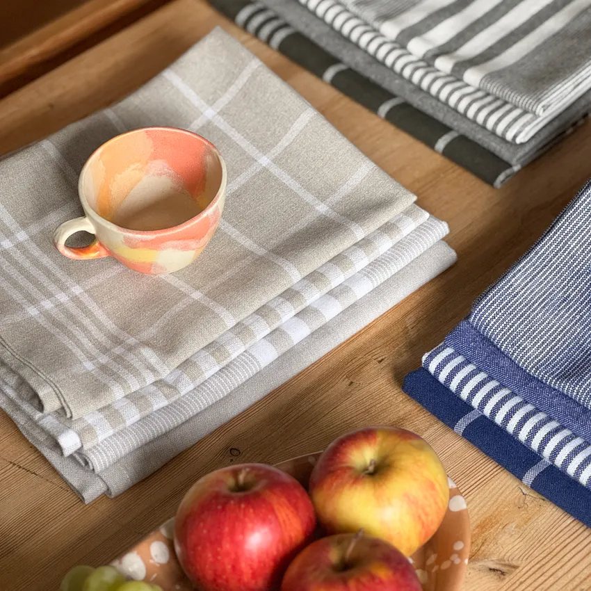 Recycled Kitchen Towel Recycling, 4-Assorted, Linen/White