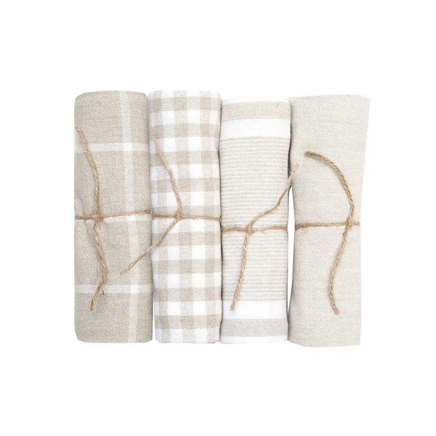 Recycled Kitchen Towel Recycling, 4-Assorted, Linen/White